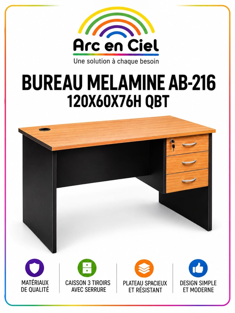 BUREAU MELAMINE AB-216 120X60X76H QBT
