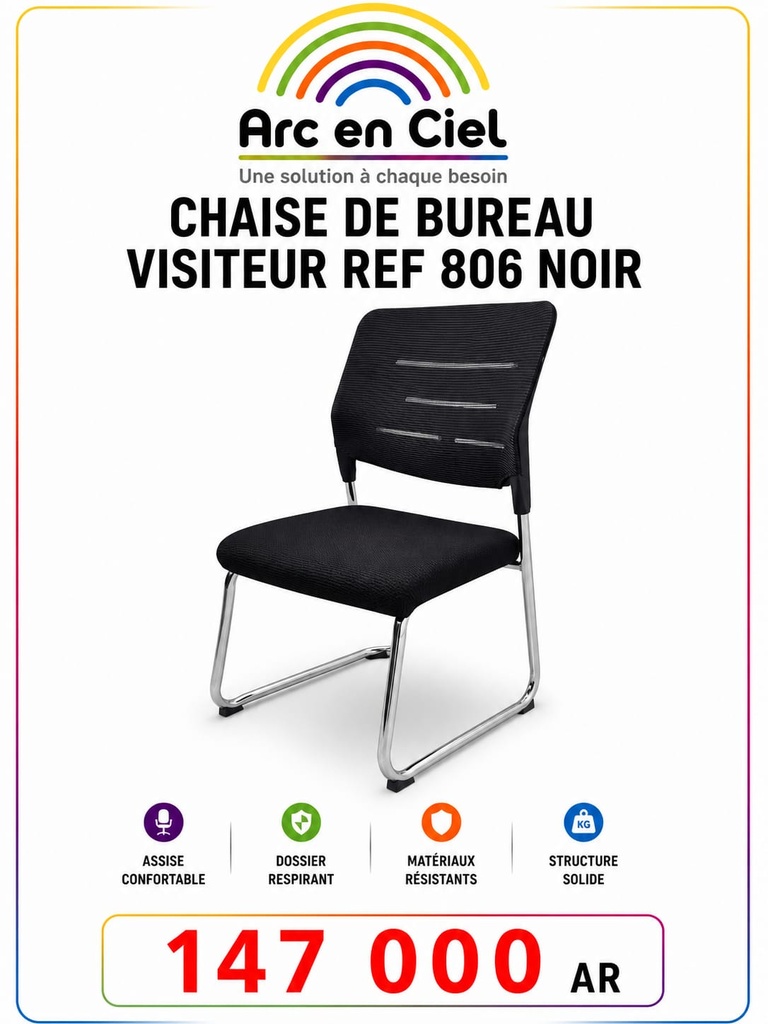 CHAISE DE BUREAU VISITEUR REF 806 NOIR