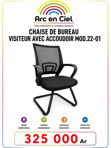 CHAISE DE BUREAU VISITEUR AVEC ACCOUDOIR MOD.22-01