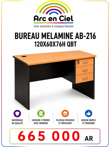 BUREAU MELAMINE AB-216 120X60X76H QBT