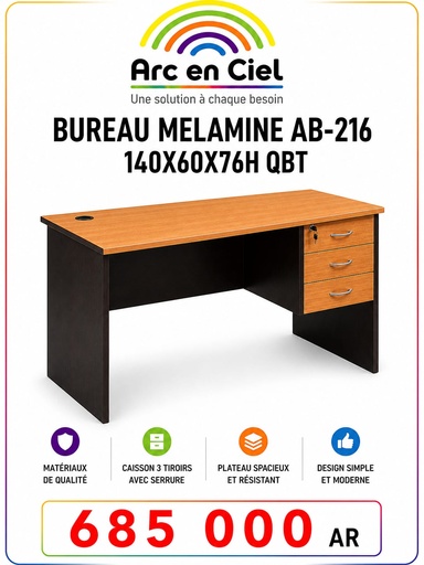 BUREAU MELAMINE AB-216 140X60X76H QBT