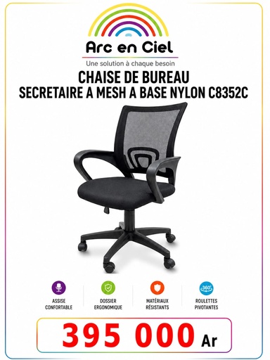 CHAISE DE BUREAU SECRETAIRE à MESH à BASE NYLON C8352C
