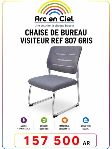 CHAISE DE BUREAU VISITEUR REF 807 GRIS